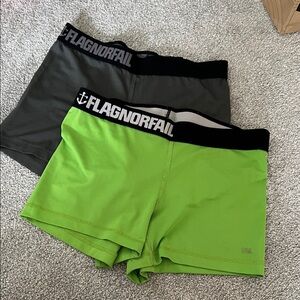 Flag Nor Fail Women's Athletic Shorts in Lime and Charcoal